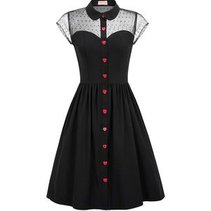 <Belle Poque> Polka Dot Swing Dresses with Pockets